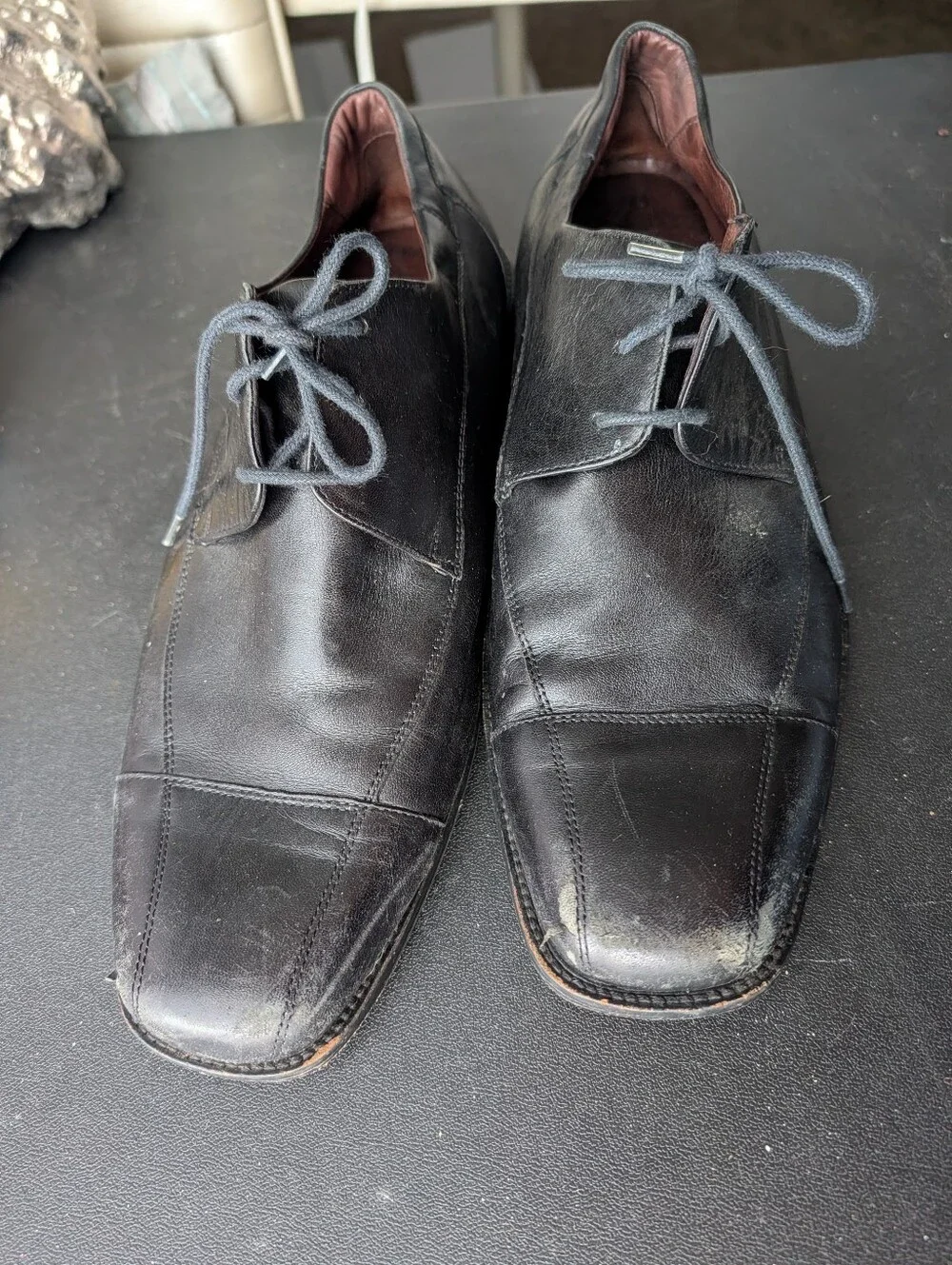 Men's Black Leather Lace-Up Dress Shoes